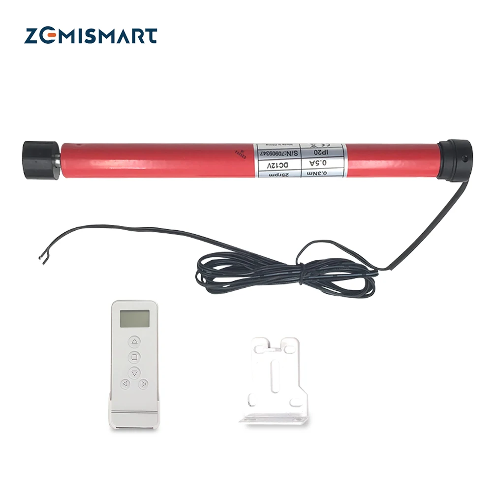 Zemismart Motorized Windows Roller Shade Blind Motor for 28mm Tubular Tube Curtain Motor DC12V RF433 Work with Broadlink