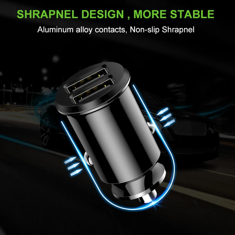 Dual USB Mini Car Charger For iPhone 12 Samsung s10 Xiaomi 3.1A Fast Charging Adapter Mobile Phone Chargers | Мобильные телефоны и
