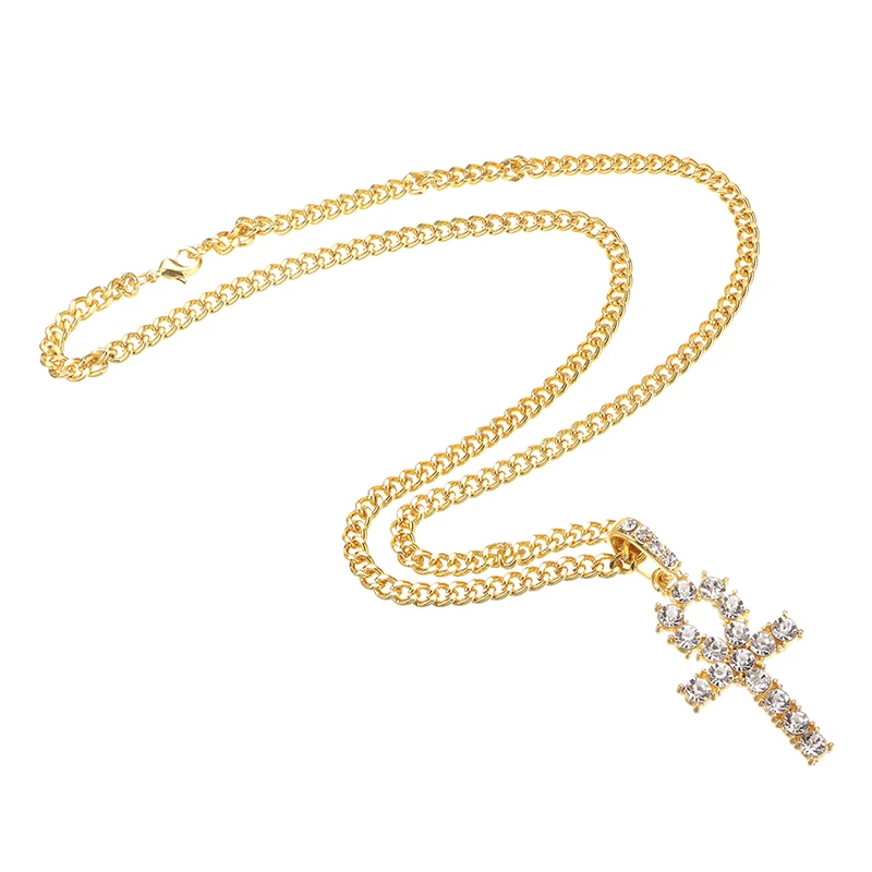 Iced Out Крест из горного хрусталя с кристаллами ожерелье подвеска золота черного