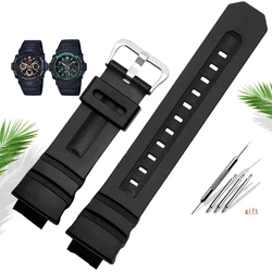 Durable Silicone Watchband for Rubber Bracelet Watches (Black silver)