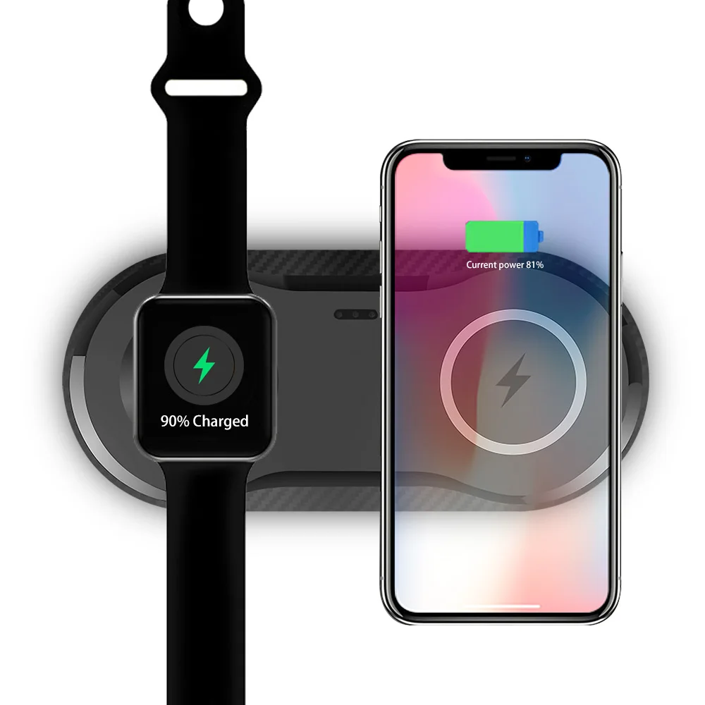 FDGAO 20 Вт 2 в 1 Быстрое беспроводное зарядное устройство для Apple Watch Магнитная двойная 10 Вт зарядная подставка для iPhone 11 XR X Xs 8 iWatch 5 4 3 2 - Цвет: Watch and Phone