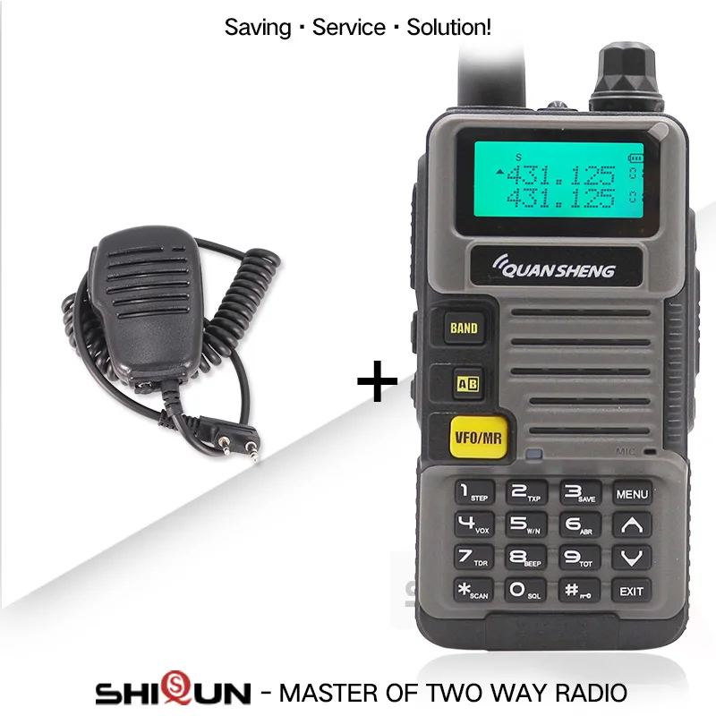 Радиоприемник для охоты UV-R50-2 Quansheng 5 Вт двухдиапазонный VHF UHF 136-174 МГц/400-520 МГц рация - Цвет: Add Microphone