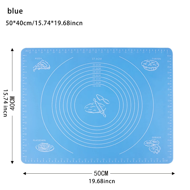 50x40cm blue Коврик для выпечки из пищевого силикона, антипригарный коврик для выпечки, печь с высокой температурой, коврик для теста, помадка, кондитерские изделия, инструменты для приготовления пищи - Цвет: 50x40cm blue