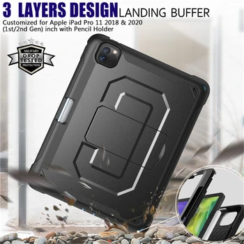 

Ruged Case For apple iPad Pro 11 2020 Shockproof TPU Cover with Pencil Holder charging wireless build-in Stand
