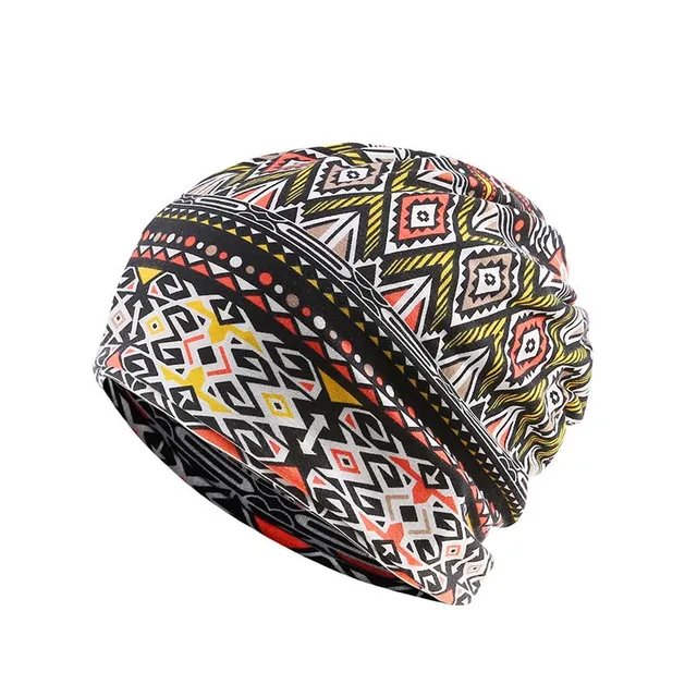 Autumn Winter Skullies Beanies Vintage Design Dual-use Hats For Ladies Thin Girl Fashion Feminino Scarf Muslim Head Wrap Cap style 7