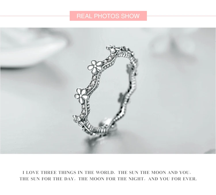 Modian Statement Finger Rings Fashion 3 Color Flower 925 Sterling Silver Stackable Charm Ring For Women Accessories Jewelry Gift