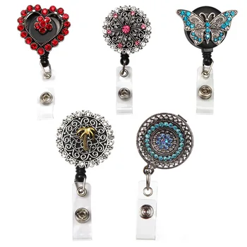 

1pcs Ancient Flower/Butterfly/Heart Shape Nurse Decoration Badge Name Holder Retractable Reel for Nurse Gift Accessory