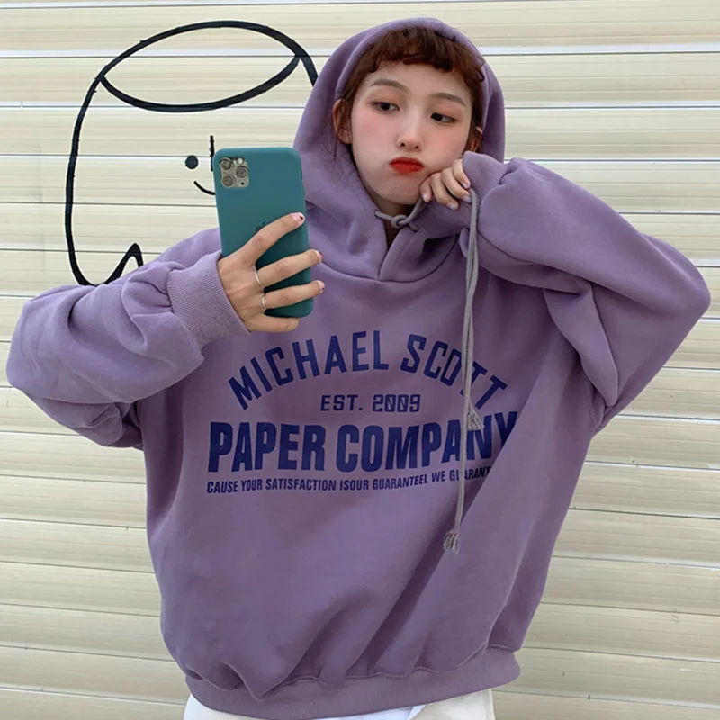 Toon Purple Осенняя Женская толстовка с капюшоном, уличная одежда на завязках, с буквенным принтом, женские толстовки, весна, универсальная флисовая женская одежда - Цвет: Toon Purple