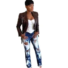 Новинка, зимние джинсовые штаны для женщин, Ретро стиль, рваные джинсы, с карманами, с поясом, прямые брюки, обтягивающие, с дырками, повседневные, отбеленные штаны A3146