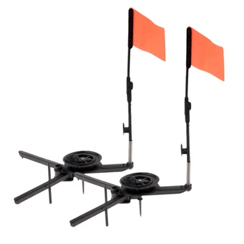 

2x Lightweight Ice Fishing Tip-Ups ABS Round Tip-Up with Orange Flag Winter Ice Fishing Rod Fishing Accessories Tackles