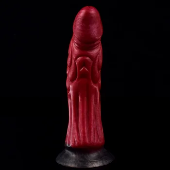 NNSX Curve Scales Dragon Dildo with Suction Cup for Women Masturbate Anus Stimulate Red Beef Fantasy Cock Animal Penis Sex Shop 3