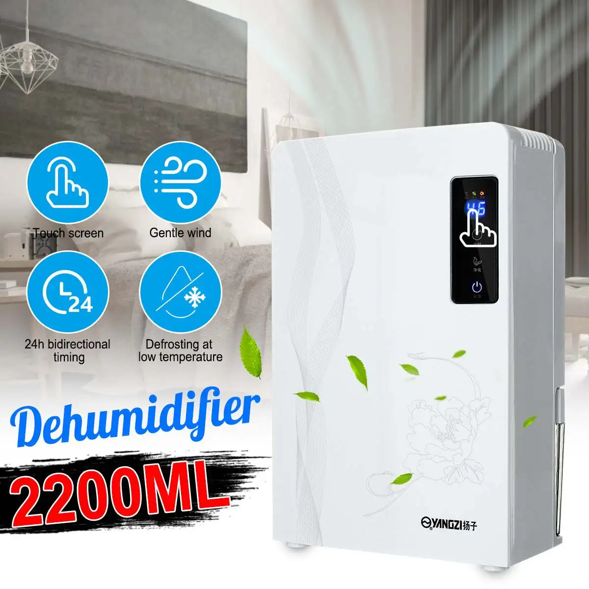 

Smart Home 2.2L LCD Display Dehumidifier Moisture Absorber Air Dryer Automatic Basement Mute Remote Control Timing