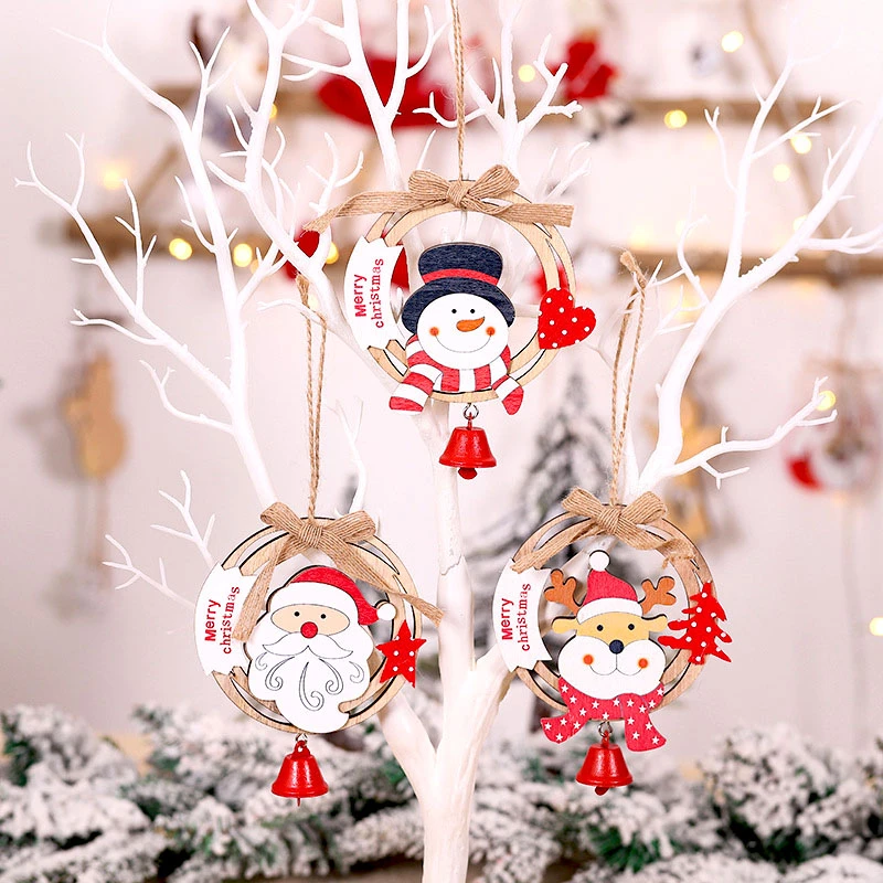 Enfeites de madeira com cordão para natal, faça você mesmo, decoração de  natal, guizos de natal|Enfeites p/ árvore de Natal| - AliExpress