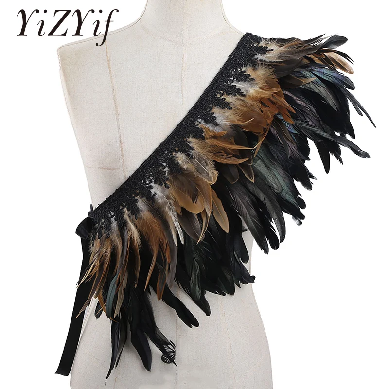 Шаль из натуральных перьев в викторианском стиле готический воротник накидка