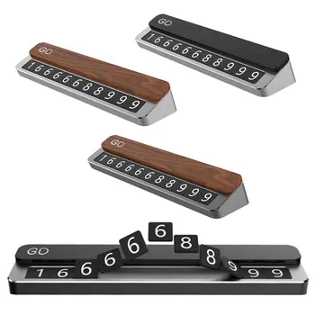 

Phone Numbers Temporary Stop Parking Sign With Cover Interior Decoration Aluminum Alloy Automobile Accessories Night Luminous