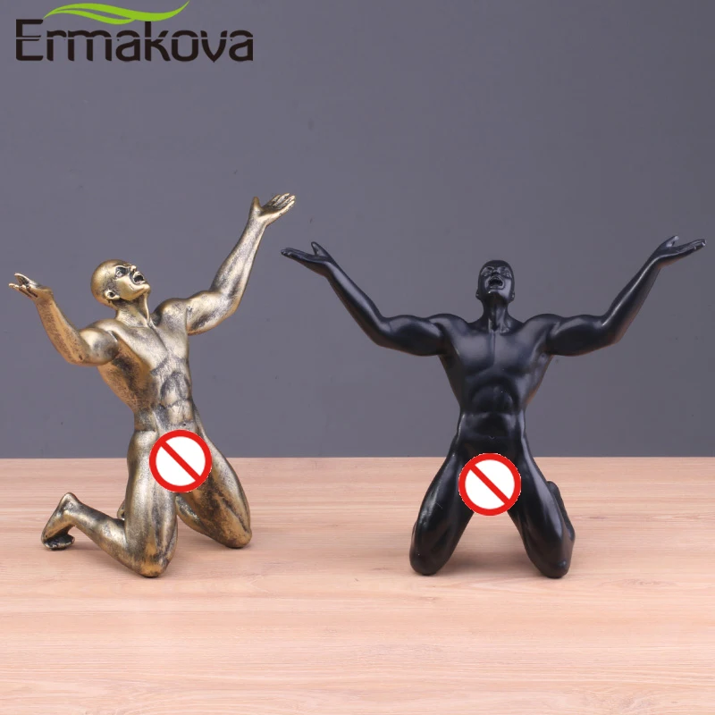 ERMAKOVA каучуковая статуя ровающего человека колени Мужская скульптура ретро