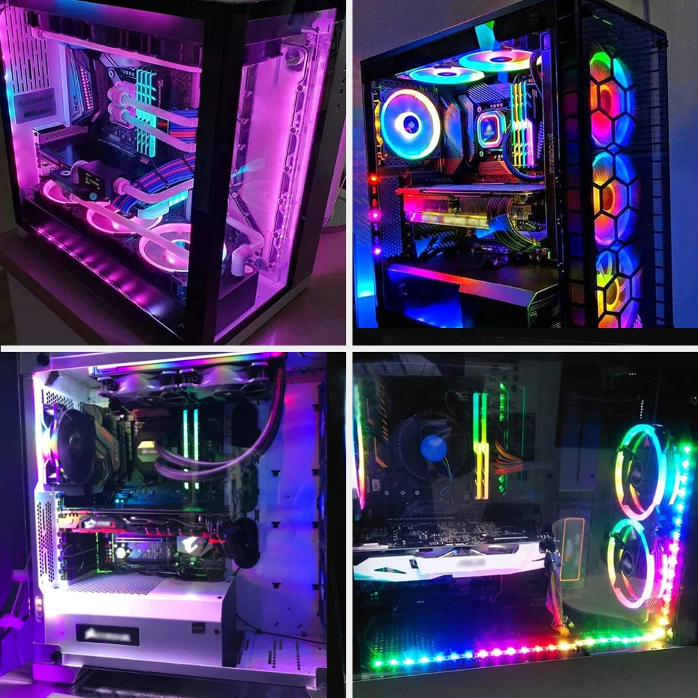 50 см RGB радужная полоса светильник адресуемый Магнитный Расширенный светодиодный программное обеспечение для ASUS MSI Mystic Sync/ASROCK PC чехол для компьютера