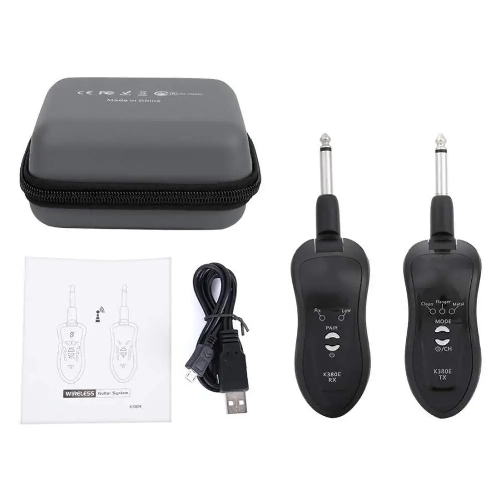 

UHF Wireless Rechargeable Guitar System with Clean/Flanger/Heavy Metal Effect for Electric Acoustic Guitar Electric Guitar Bass