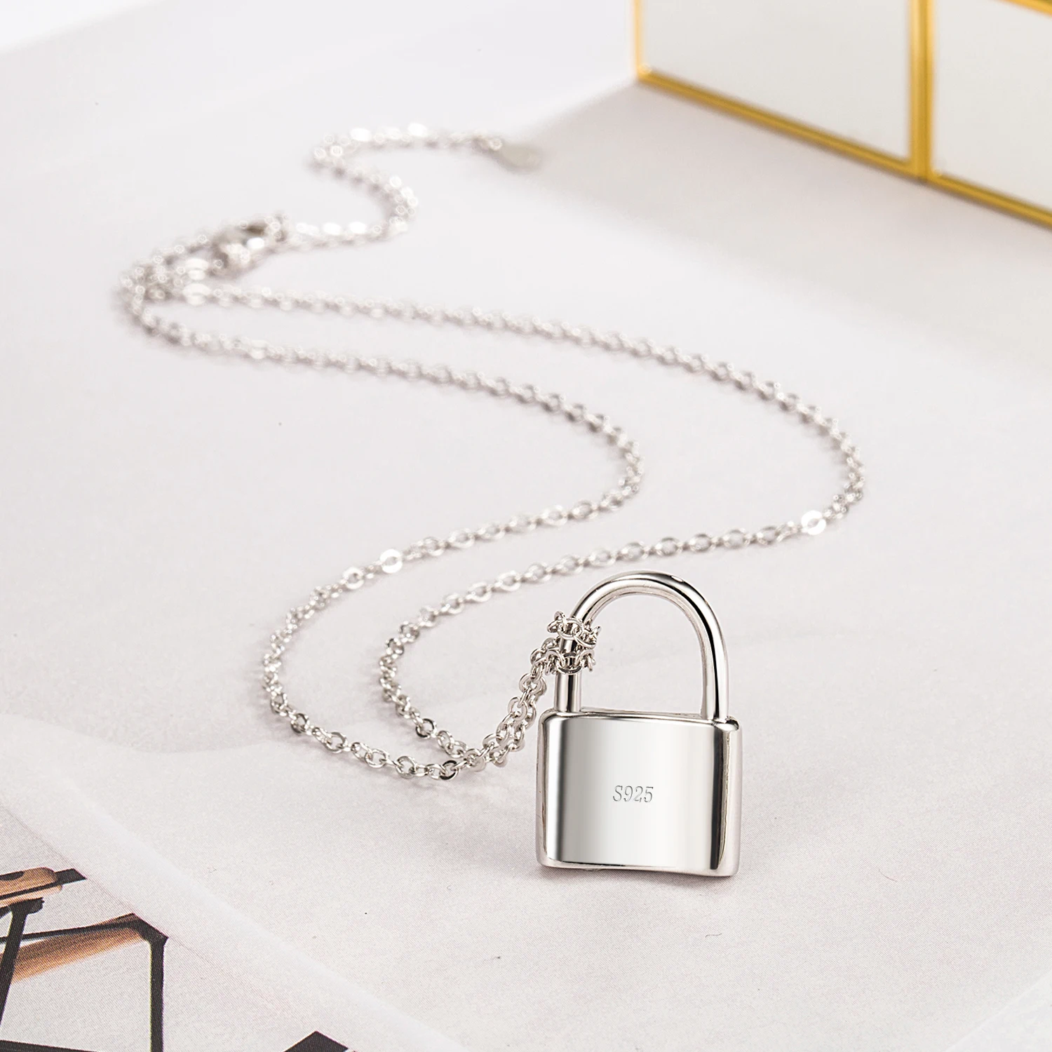 Punk Rock Hip Hop Key Padlock Pendant 925 Sterling Silver Necklace Women Charm Chain Necklaces Trendy Jewelry Wedding Gifts 5