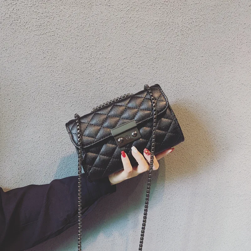 

2020 New Fashion Leather Chain Women Shoulder Bags Black Wild Female Crossbody Bag Rhombus Women Shoulder Messenger Bags
