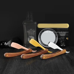 Senior Wooden Handle Folding Shaver For Men Professional Barber Beard Shaving And Care Cut Throat Razor