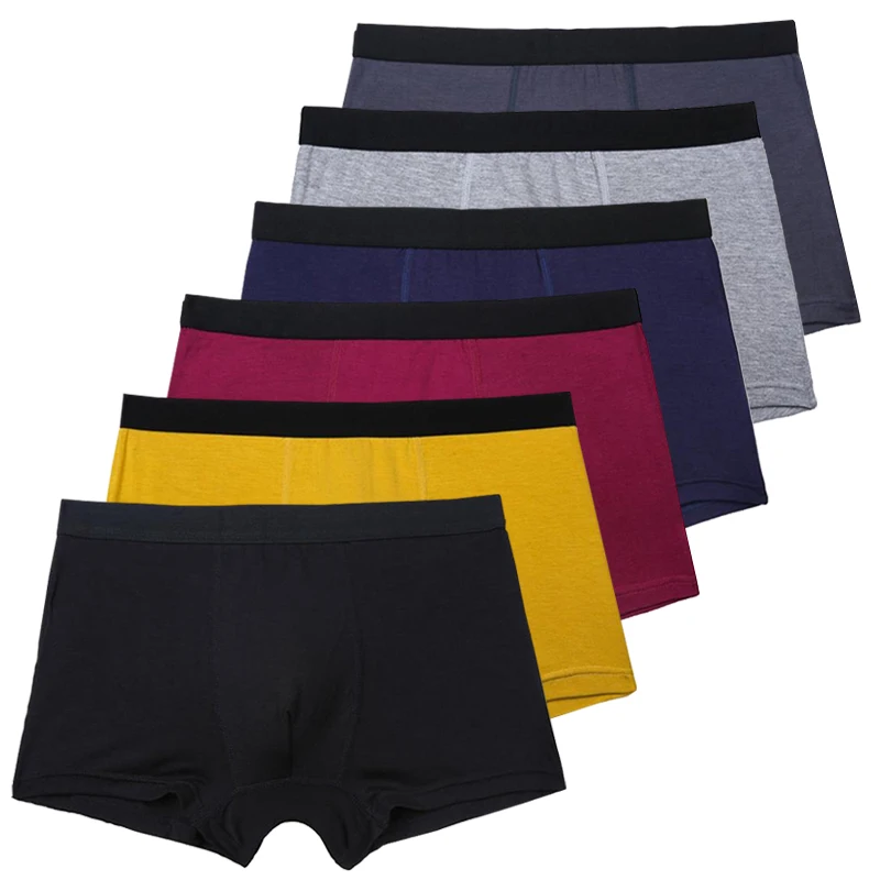 6pcs/Set Black Boxer Men Underwear Bamboo Men's Panties Shorts Breathable Underpants Man Comfortable Sexy Boxers & Briefs Men
