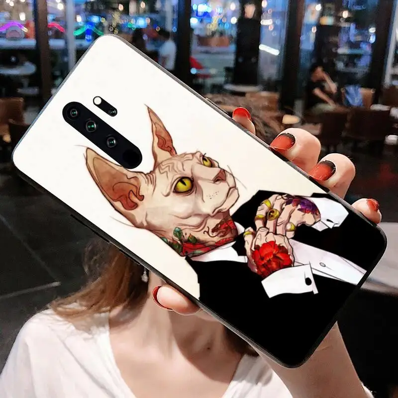 HUAGETOP Sphynx Cat Soft Rubber Phone Cover for Redmi Note 9 8 8T 8A 7 6 6A Go Pro Max Redmi 9 K20 case for xiaomi Cases For Xiaomi
