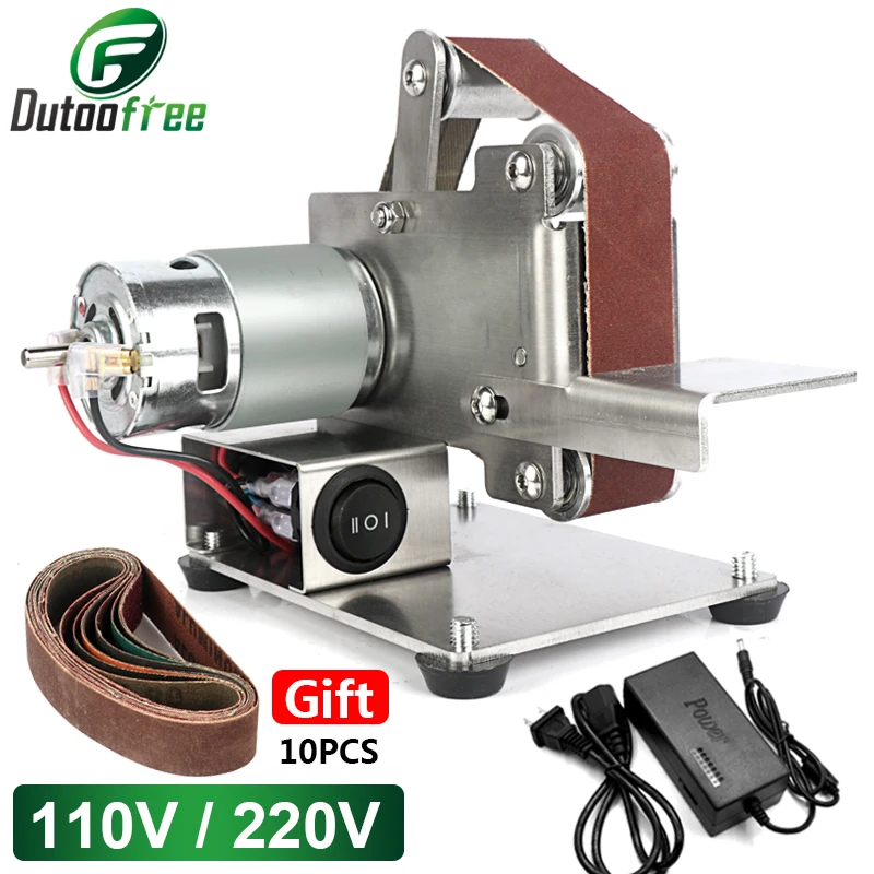 Multifunctional Grinder Mini Electric Belt Sander Polishing Grinding Machine Cutter Edge Sharpener with 10PCS 25mm Sanding Paper wet polisher grinder stone profile milling router machine cutter edge profiling for marble granite ceramic tiles