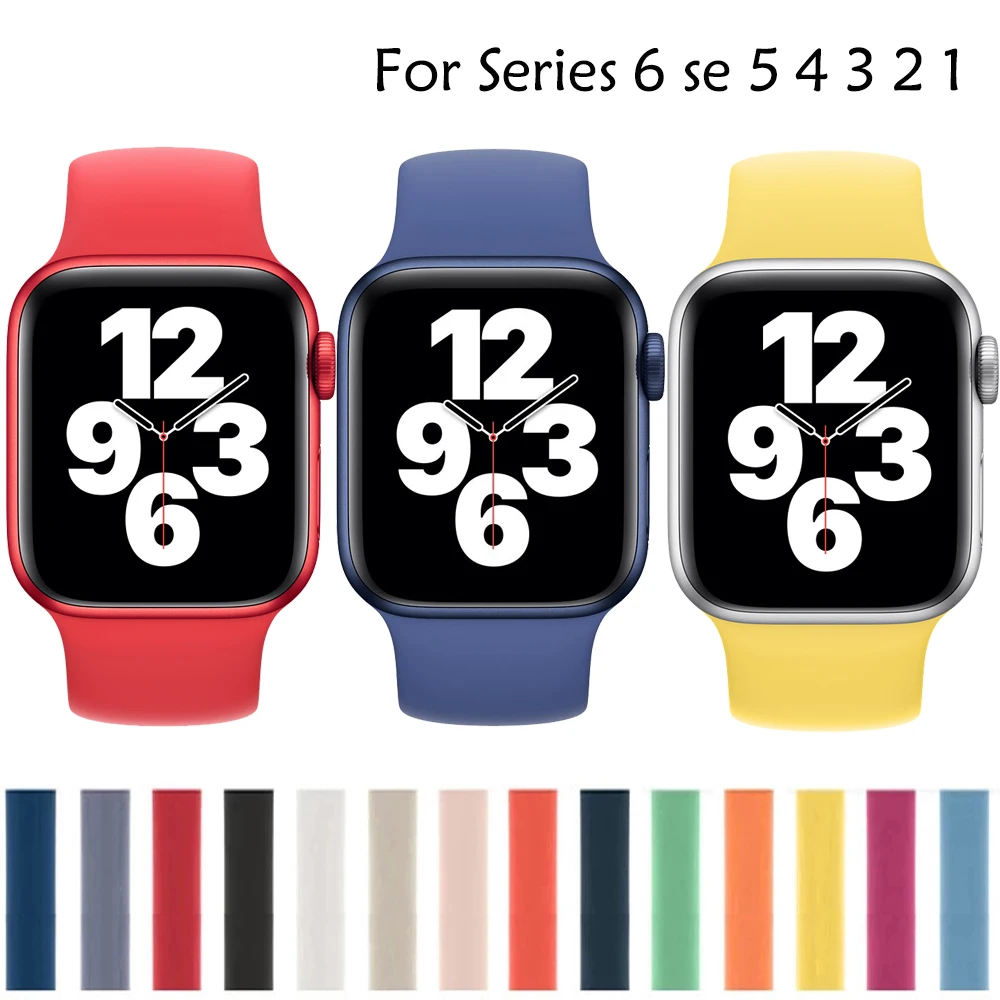 Ремешок для часов solo силиконовый спортивный браслет Apple Watch Band 44 мм 40 38 42 iWatch series 6 SE
