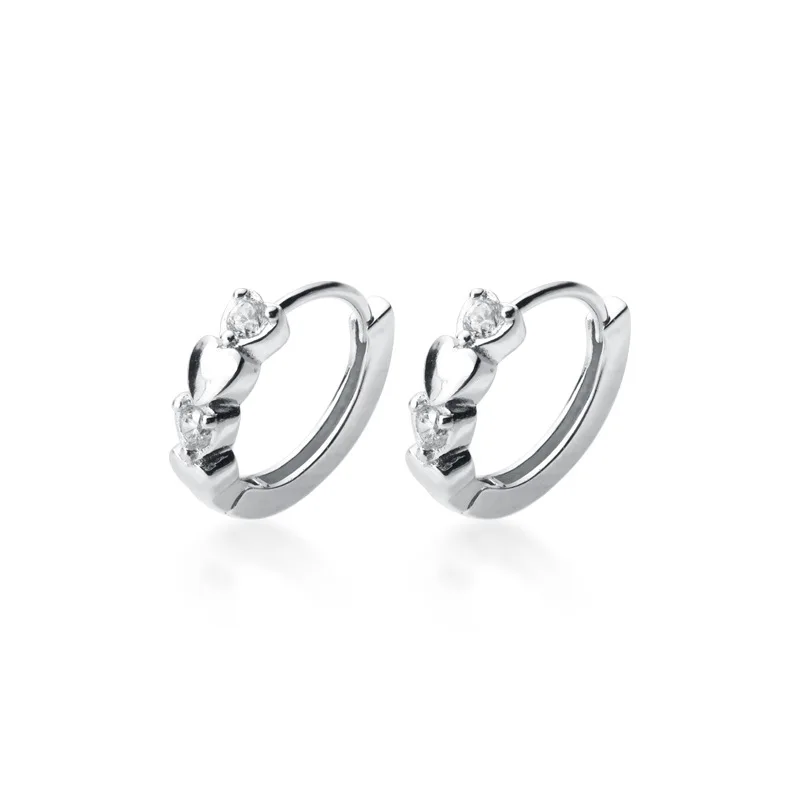MloveAcc 925 Sterling Silver Fashion Jewelry Round Smooth Hearts Shape Zirconia Crystal Stud Earring for Women Girl Teen Jewelry