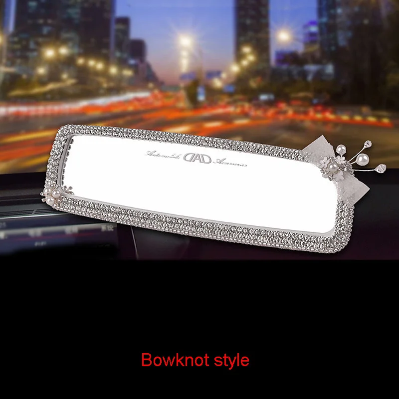 Bling Butterfly Rhinestone Car Interior Mirror Sparkle Car Accessories Wide-angle Crystal Diamonds Bow RearView Mirror For Women Rearview Mirror Cover