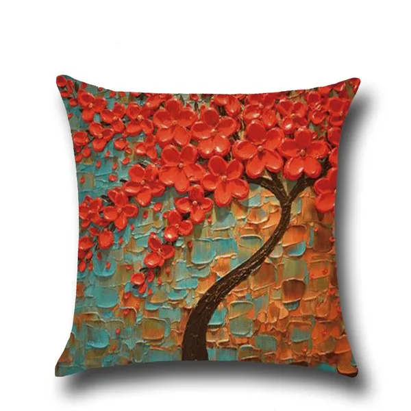 45x45 см винтажный цветочный Чехол на подушку, Наволочка на подушку с изображением желтого красного дерева, вишни, декоративная наволочка на подушку