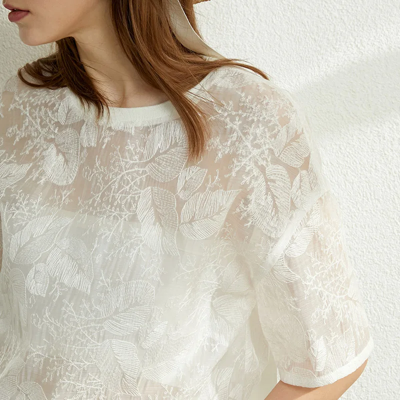 AMII минимализм весна лето кружевная тонкая женская блузка Повседневная модная