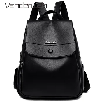 

Women Leather Backpack 2020 Large Capacity Female Sac A Dos High Quality School Bags Backpack For Teenage Girls Travel Backpack