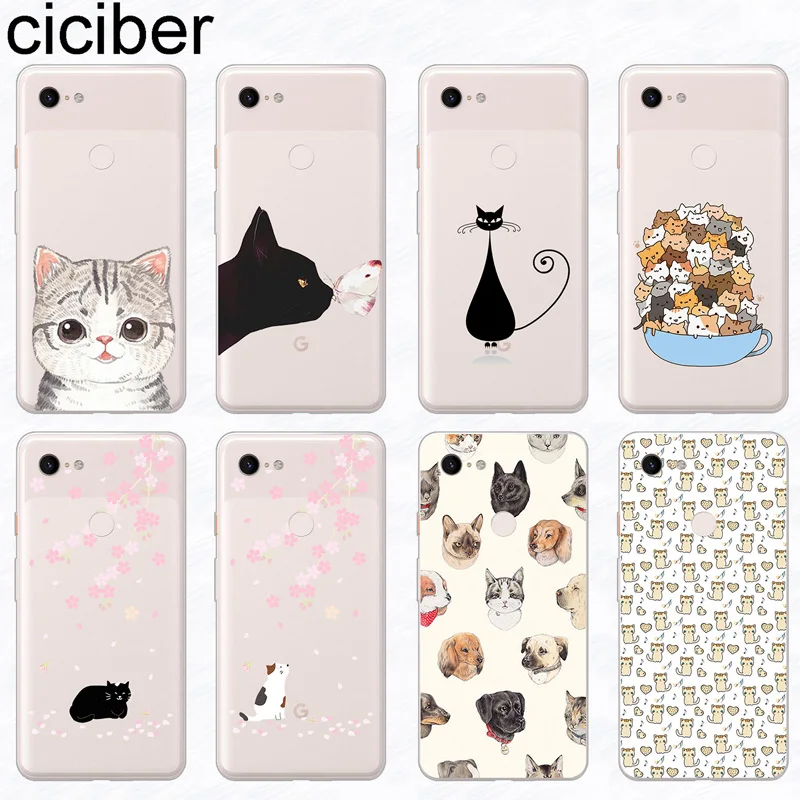 

ciciber Phone Cases for Google Pixel 3 2 XL Soft Silicone TPU Fundas Cover for Pixel 3XL 2XL Coque Fashion Cute Animal Cat Capa