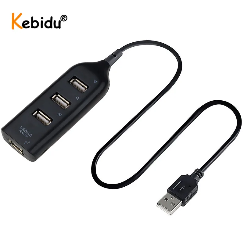 Hi-Speed 4-Port USB 2.0 Splitter Hub Adapter For PC Computer Notebook Black NEW