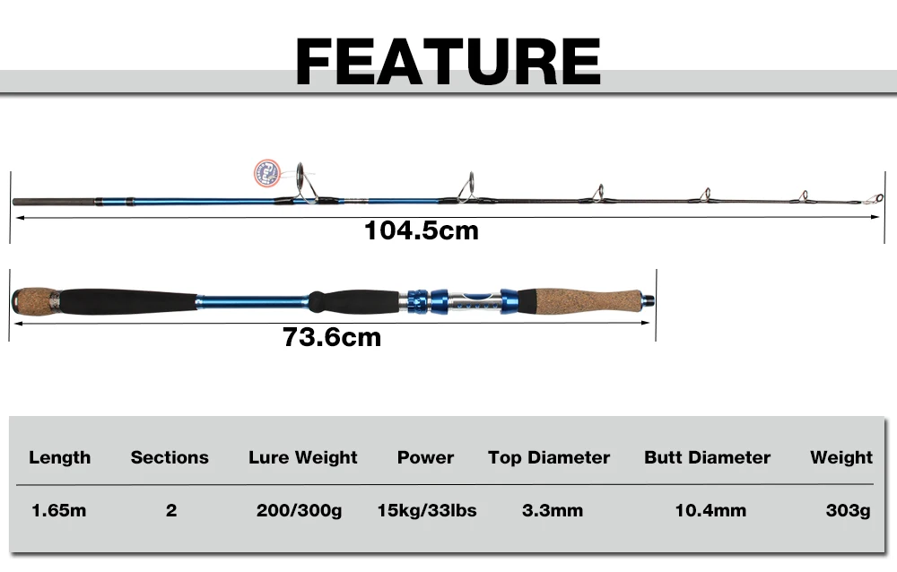 Палисандр, 1,65 м, Гиды Fuji, приманка, вес 200-300 г, Морская Лодка, рыболовная удочка, 2 секции, углеродное спиннинговое удилище для соленой воды