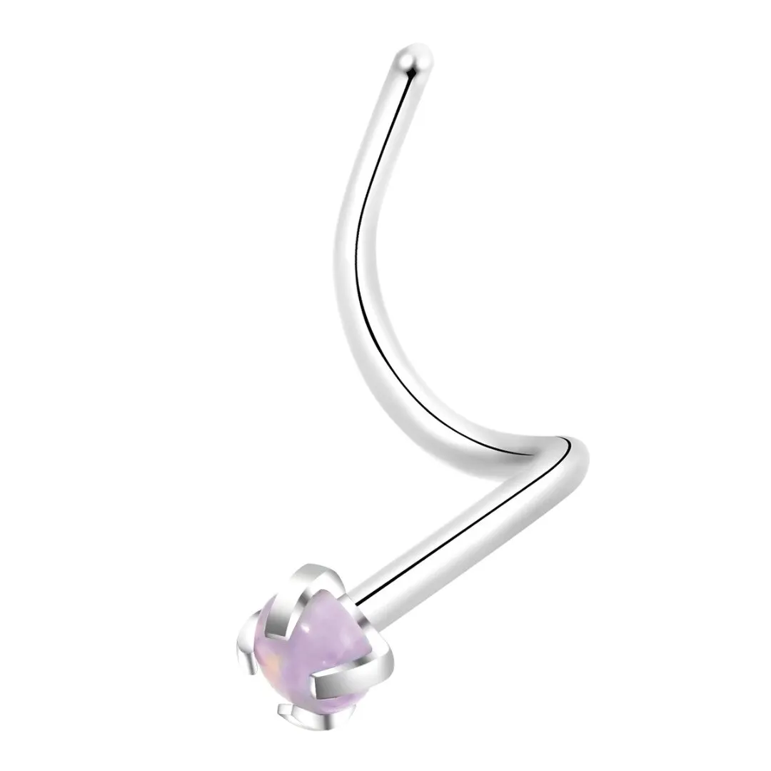 3Pcs/lot Surgical Steel Opal Crystal L Bend Screw Nose Ring Piercing Jewelry For Women Trendy Charm Nose Stud Ring Body Piercing