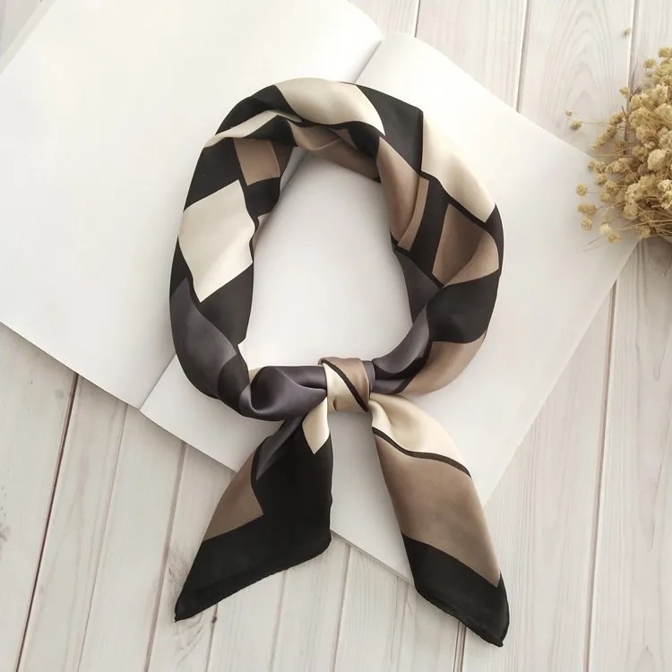 

70cm Square Women's Small Scarf New Korean Decorative Retro Professional Women Literary print Scarves