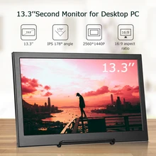 Eyoyo EM13H 13,3 ”ips 2K Портативный монитор ПК второй ЖК-экран 2560x1440 ips игровой монитор дисплей с HDMI для Raspberry Pi