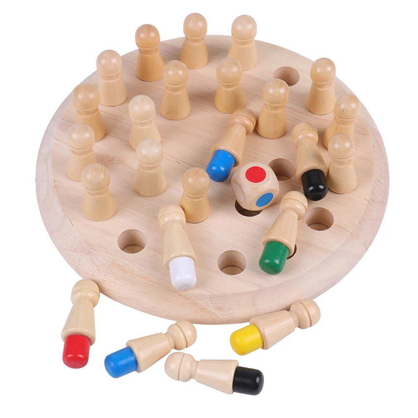 1Set Color Cognitive Ability Toys For Children Wooden Memory Match Stick Chess Game Fun Block Board Game Educational