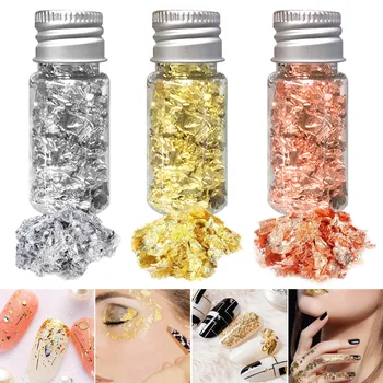 

Gold Foil Flakes for Resin 3 Bottles Metallic Foil Flakes 15g Gold Foil Flakes Metallic Leaf for Nails Painting Crafts X