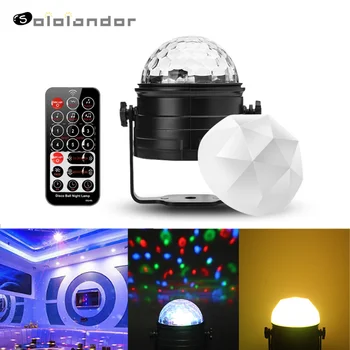 

Mini Remote RGB LED Crystal Magic Rotating Ball Stage Lights Sound Activated Disco Light Music Christmas KTV Party EU/US/UK Plug
