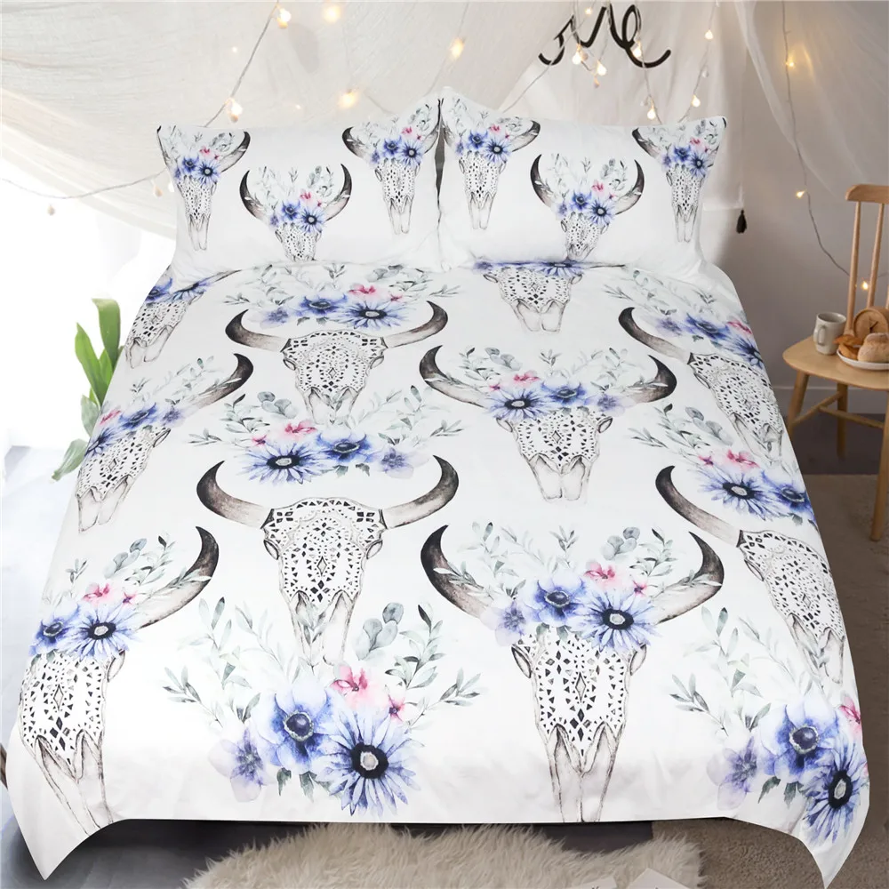 

Cow Bedding Set bed linen set Twin Full Queen King Double Size Horse Bohemia Elephant Pillow Cases soft and comfortable