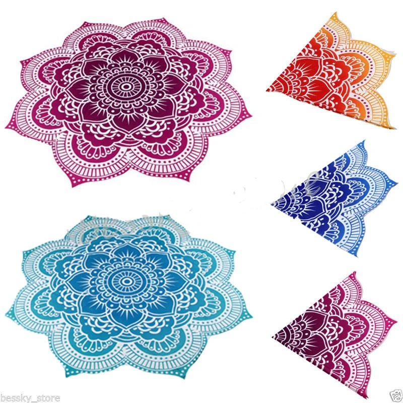 

Flower Round Beach Pool Mat Scarf Home Shower Towel Blanket Table Cloth Yoga Mat