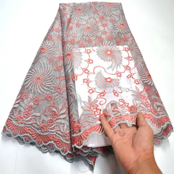 

Newest Embroidery Tulle Fabric French net Lace Fabric with Stones Mesh Material High Quality