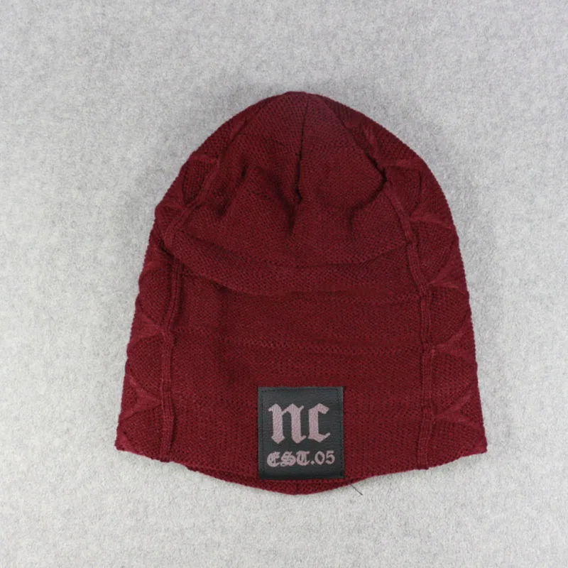 Wine red Geebro стильные шапочки Skullies, зимняя мужская шапка, Толстая теплая зимняя мужская шапка, шапочки, мужские шапки с бархатом - Цвет: Wine red