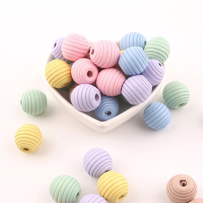 

20PCS 17mm Colorful Thread Wood Beads Set Handmade DIY Hanging Decoration Natural Maple Wooden Beads For Nursery Accessories