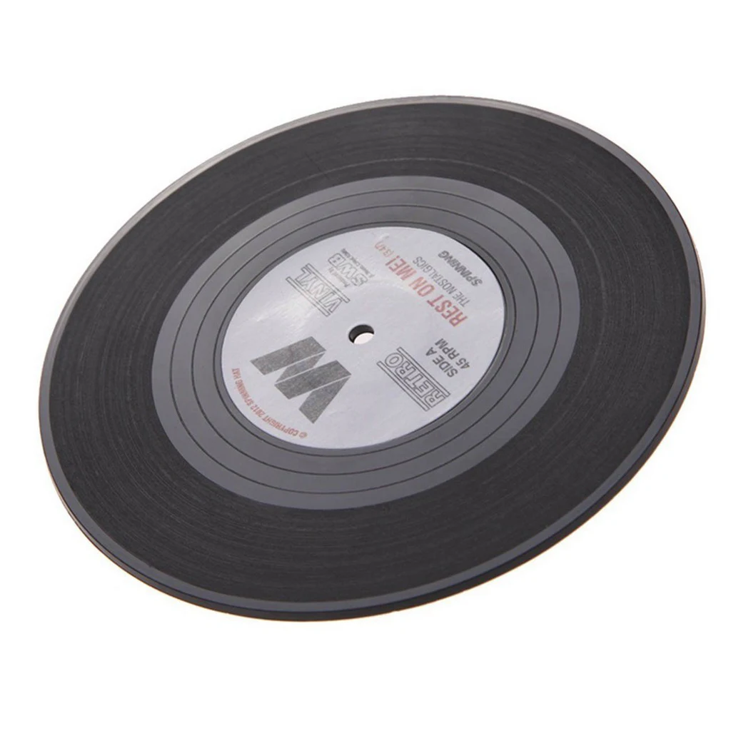 6x Round Vintage CD Vinyl Coasters Record Cup Drink Holder Mat Table Placemat 6 Kinds of Style Table Decoration