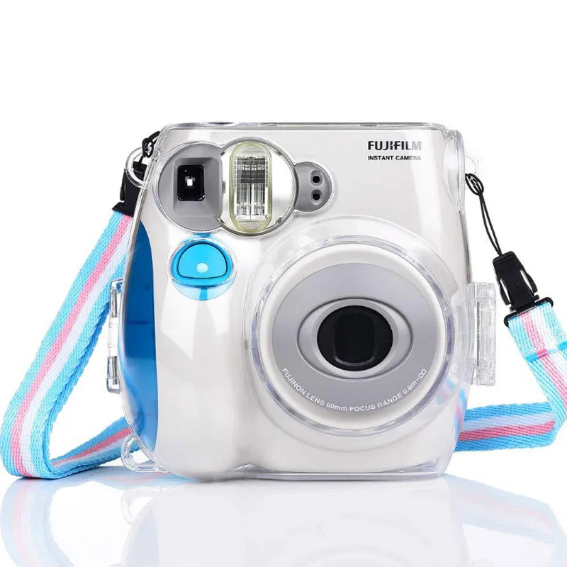 Для Polaroid Fuji Mini Instax 7s 7C специальная прозрачная блестящая кристаллическая камера защитный чехол с цветным ремешком для камеры